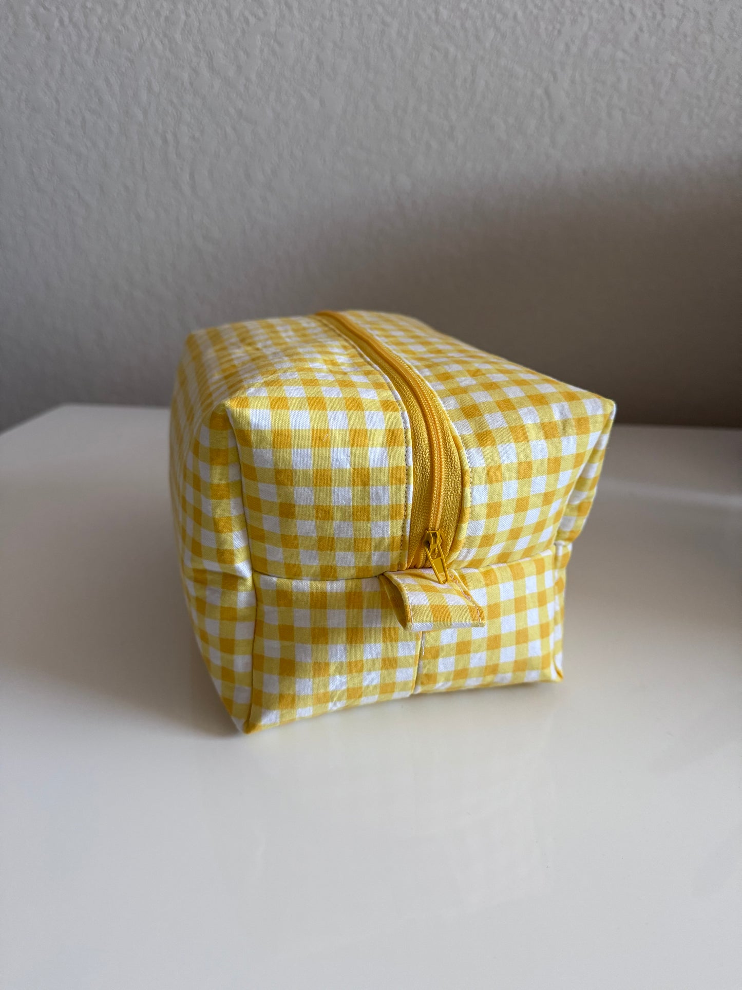 Yellow Gingham Makeup Bag