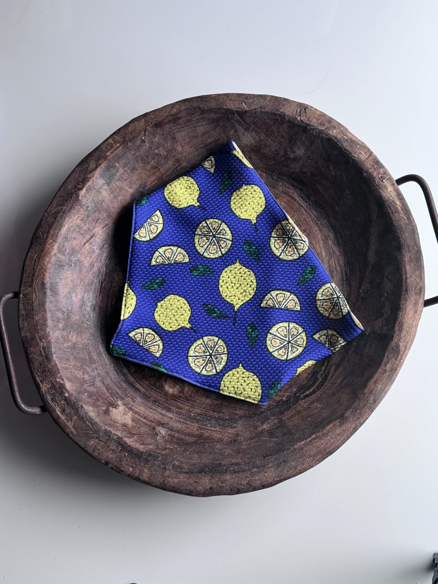 Blue and Yellow Lemons Reversible Bandana