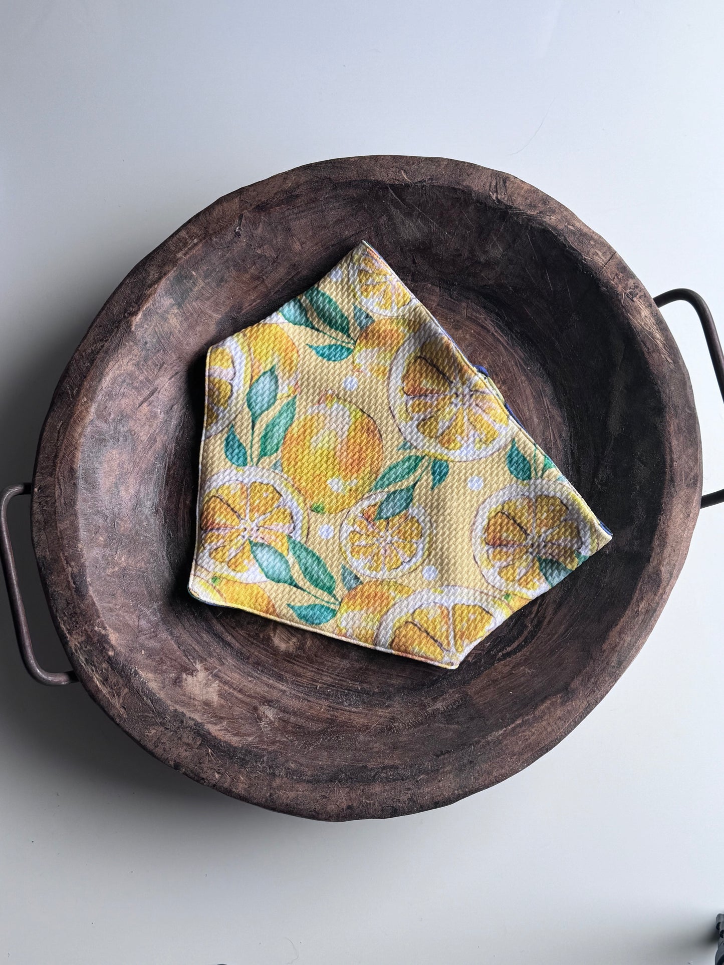 Blue and Yellow Lemons Reversible Bandana