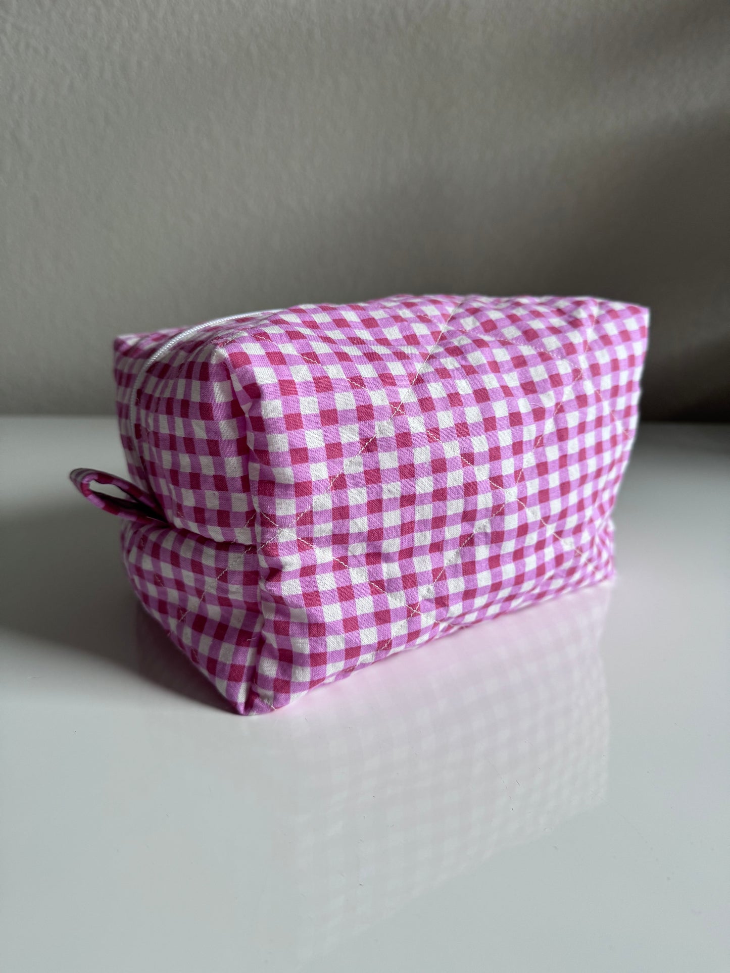 Pink Gingham Makeup Bag