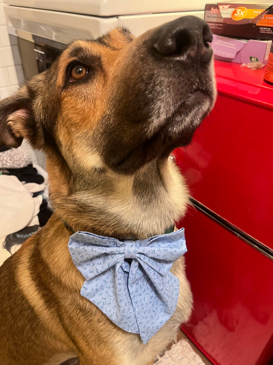 Blue Floral Sailor Bow